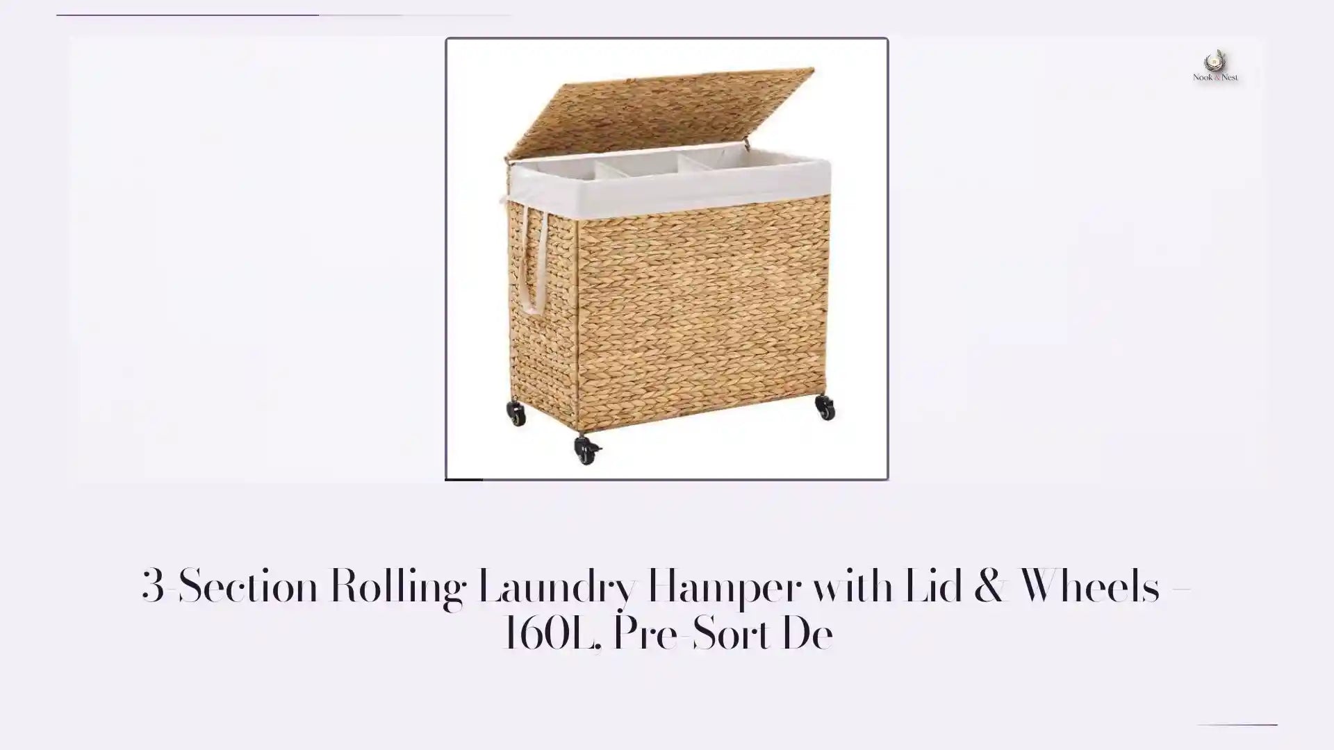 3-Section Rolling Laundry Hamper with Lid & Wheels &ndash; 160L, Pre-Sort De by@Outfy