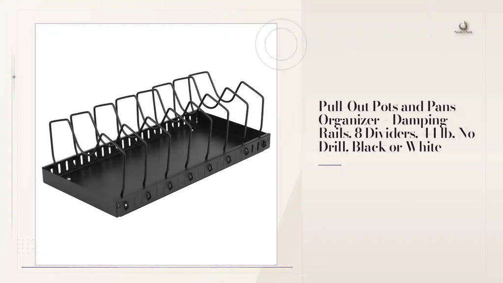 Pull-Out Pots and Pans Organizer &ndash; Damping Rails, 8 Dividers, 44 lb, No-Drill, Black or White by@Outfy