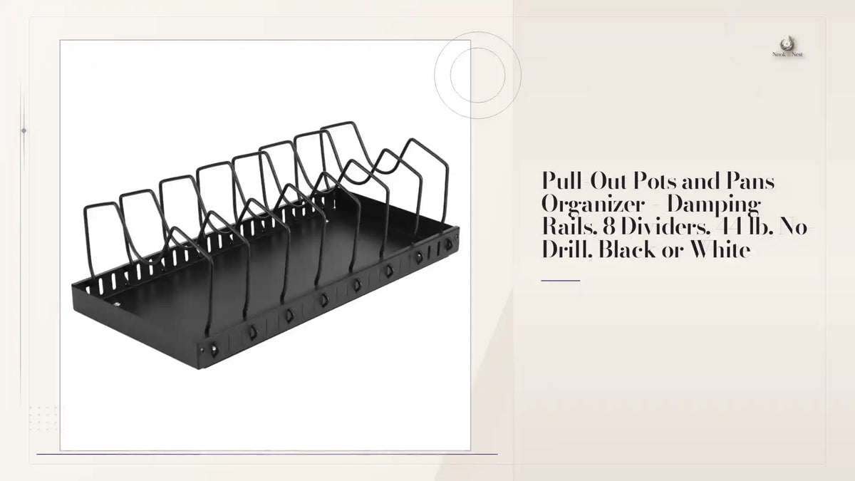 Pull-Out Pots and Pans Organizer &ndash; Damping Rails, 8 Dividers, 44 lb, No-Drill, Black or White by@Outfy
