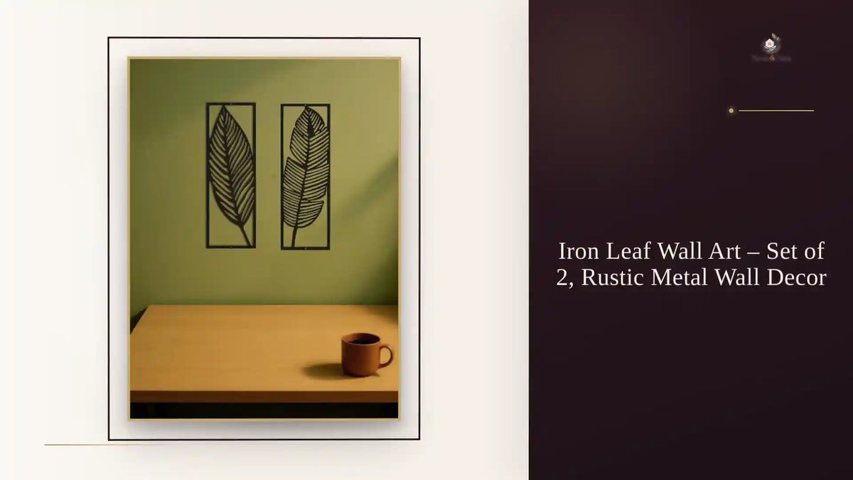 Iron Leaf Wall Art &ndash; Set of 2, Rustic Metal Wall Decor by@Outfy