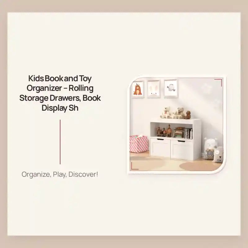 Kids Book and Toy Organizer &ndash; Rolling Storage Drawers, Book Display Sh by@Outfy