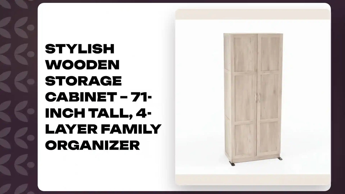 Stylish Wooden Storage Cabinet &ndash; 71-Inch Tall, 4-Layer Family Organizer by@Outfy