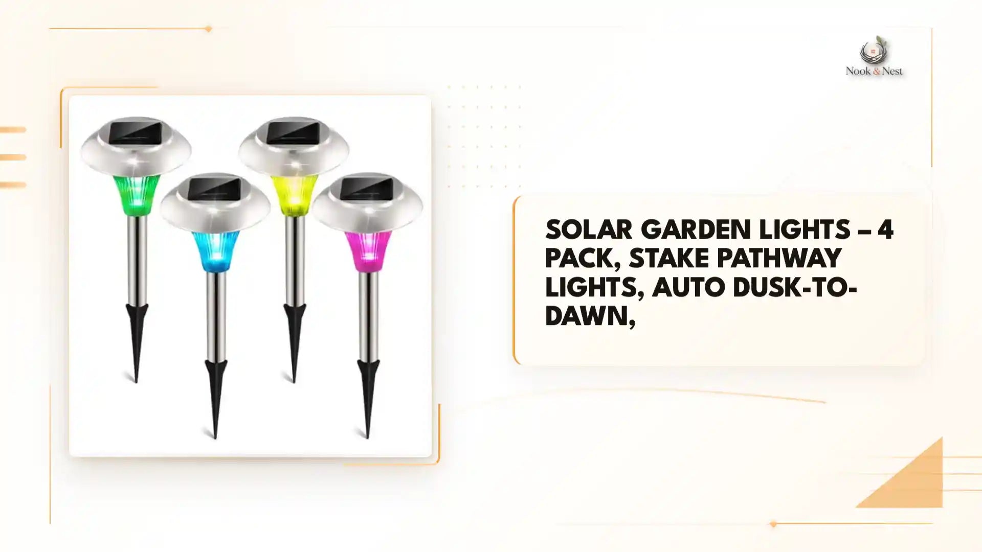 Solar Garden Lights &ndash; 4 Pack, Stake Pathway Lights, Auto Dusk-to-Dawn, by@Outfy