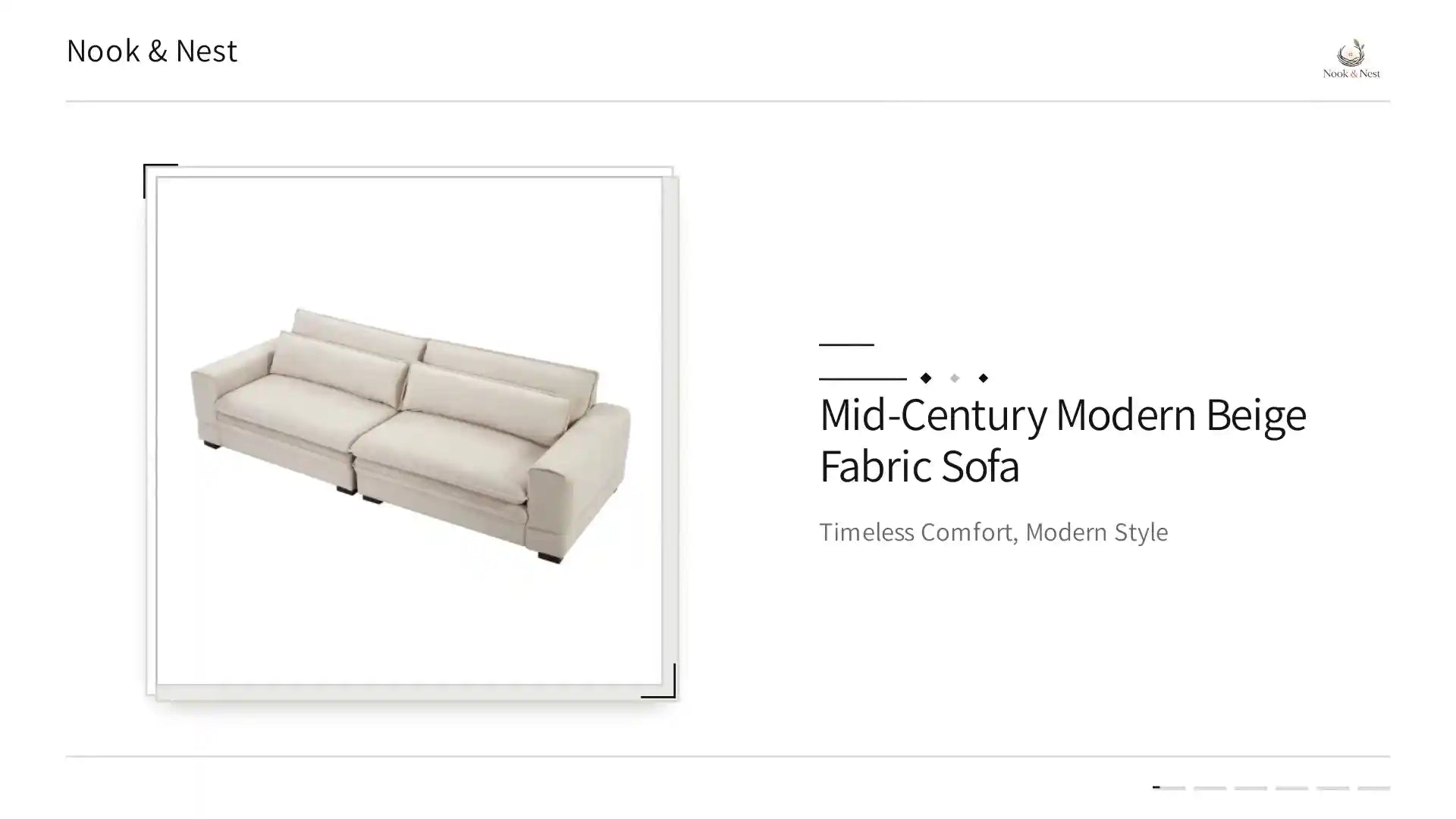 Mid-Century Modern Beige Fabric Sofa by@Outfy