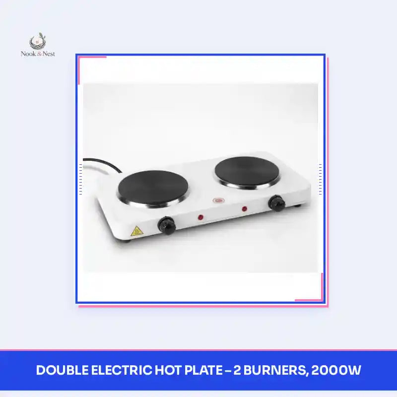 Double Electric Hot Plate &ndash; 2 Burners, 2000W by@Outfy