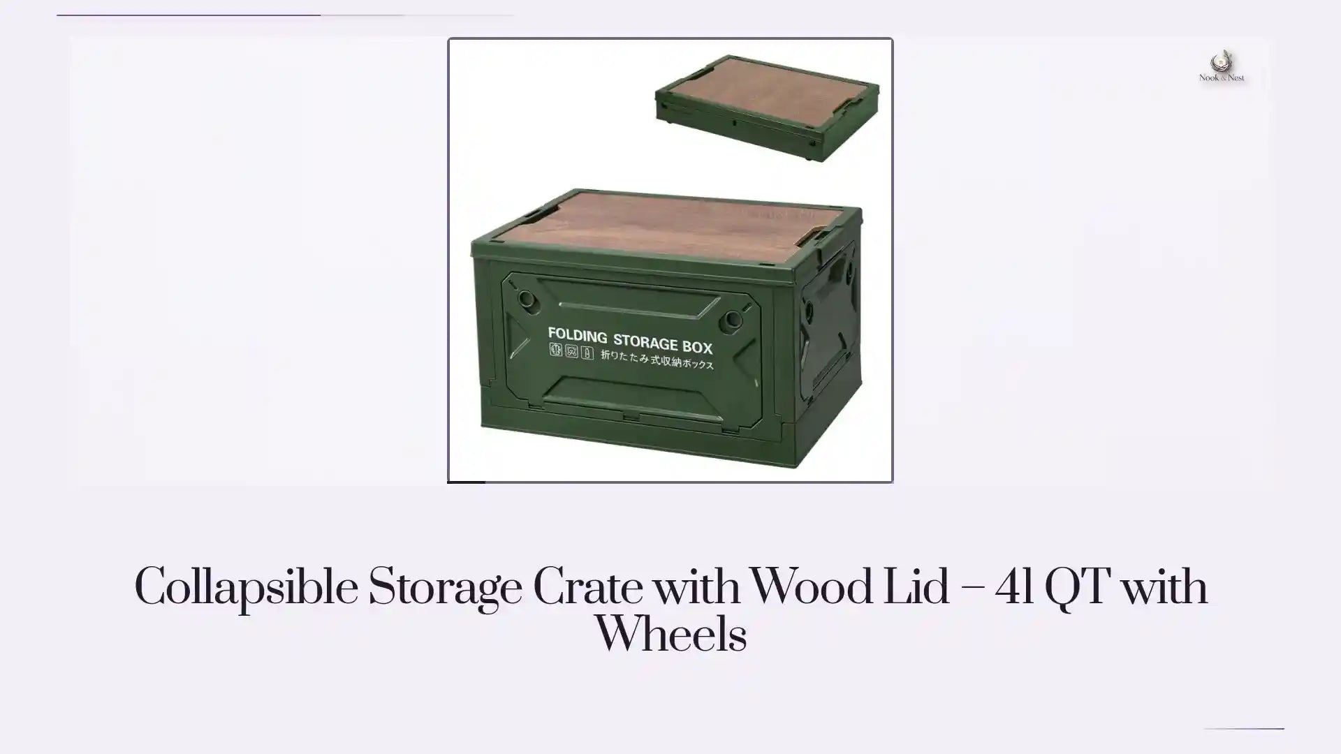 Collapsible Storage Crate with Wood Lid &ndash; 41 QT with Wheels by@Outfy