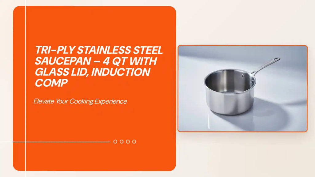 Tri-Ply Stainless Steel Saucepan &ndash; 4 QT with Glass Lid, Induction Comp by@Outfy