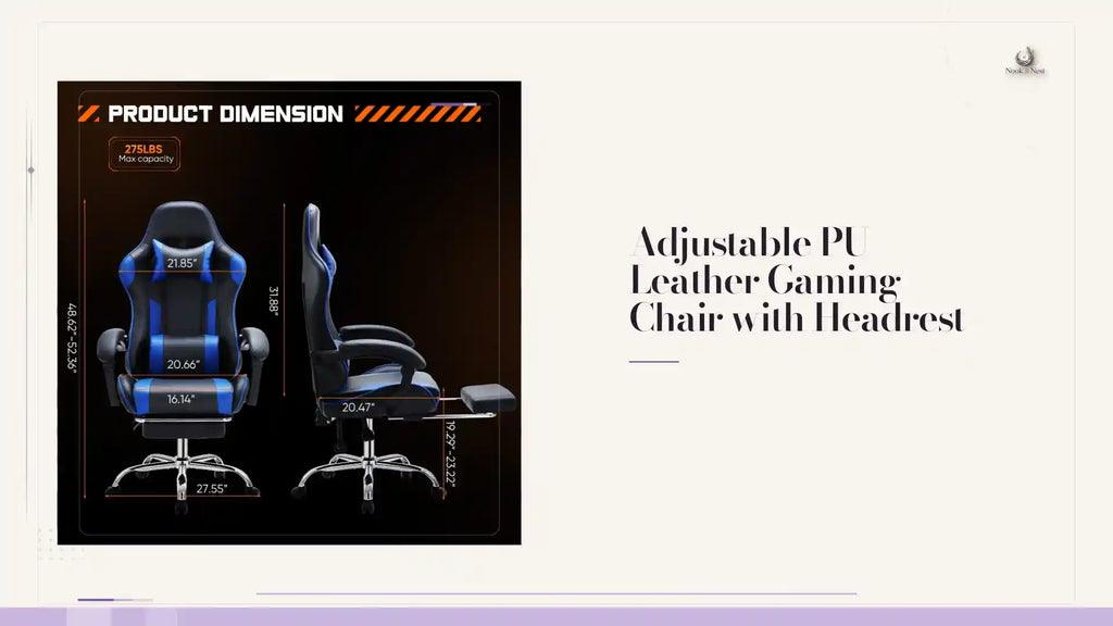 Adjustable PU Leather Gaming Chair with Headrest by@Outfy