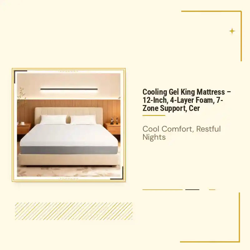 Cooling Gel King Mattress &ndash; 12-Inch, 4-Layer Foam, 7-Zone Support, Cer by@Outfy