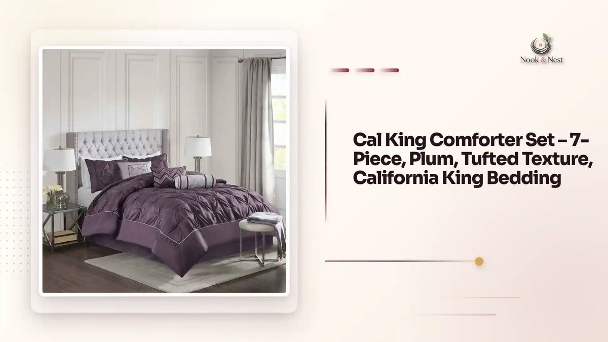 Cal King Comforter Set &ndash; 7-Piece, Plum, Tufted Texture, California King Bedding by@Outfy
