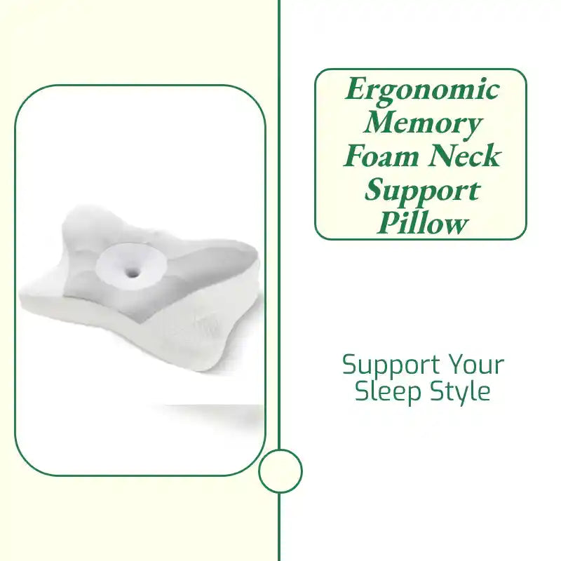 Ergonomic Memory Foam Neck Support Pillow by@Outfy