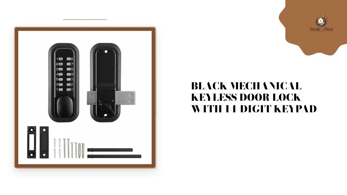 Black Mechanical Keyless Door Lock with 14-Digit Keypad by@Outfy