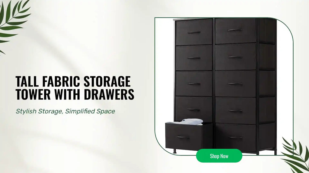 Tall Fabric Storage Tower with Drawers by@Outfy