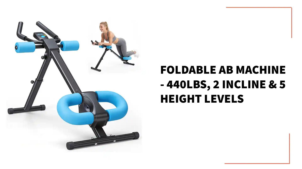 Foldable Ab Machine - 440lbs, 2 Incline &amp; 5 Height Levels by@Outfy