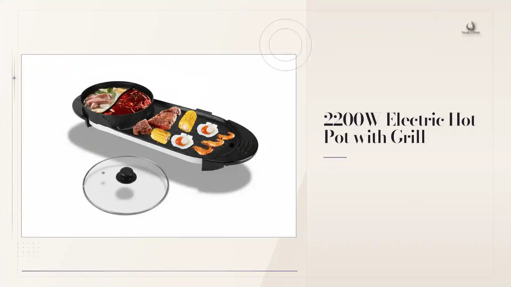 2200W Electric Hot Pot with Grill by@Outfy