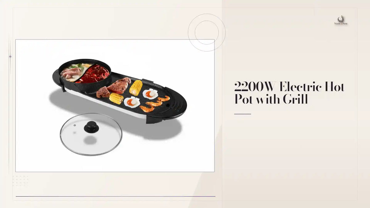 2200W Electric Hot Pot with Grill by@Outfy
