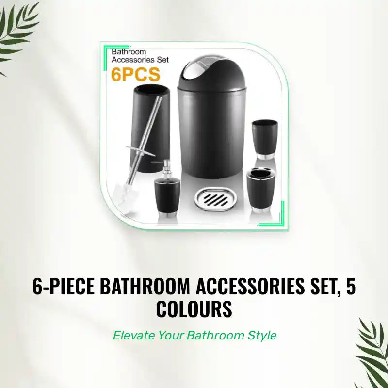 6-Piece Bathroom Accessories Set, 5 Colours by@Outfy