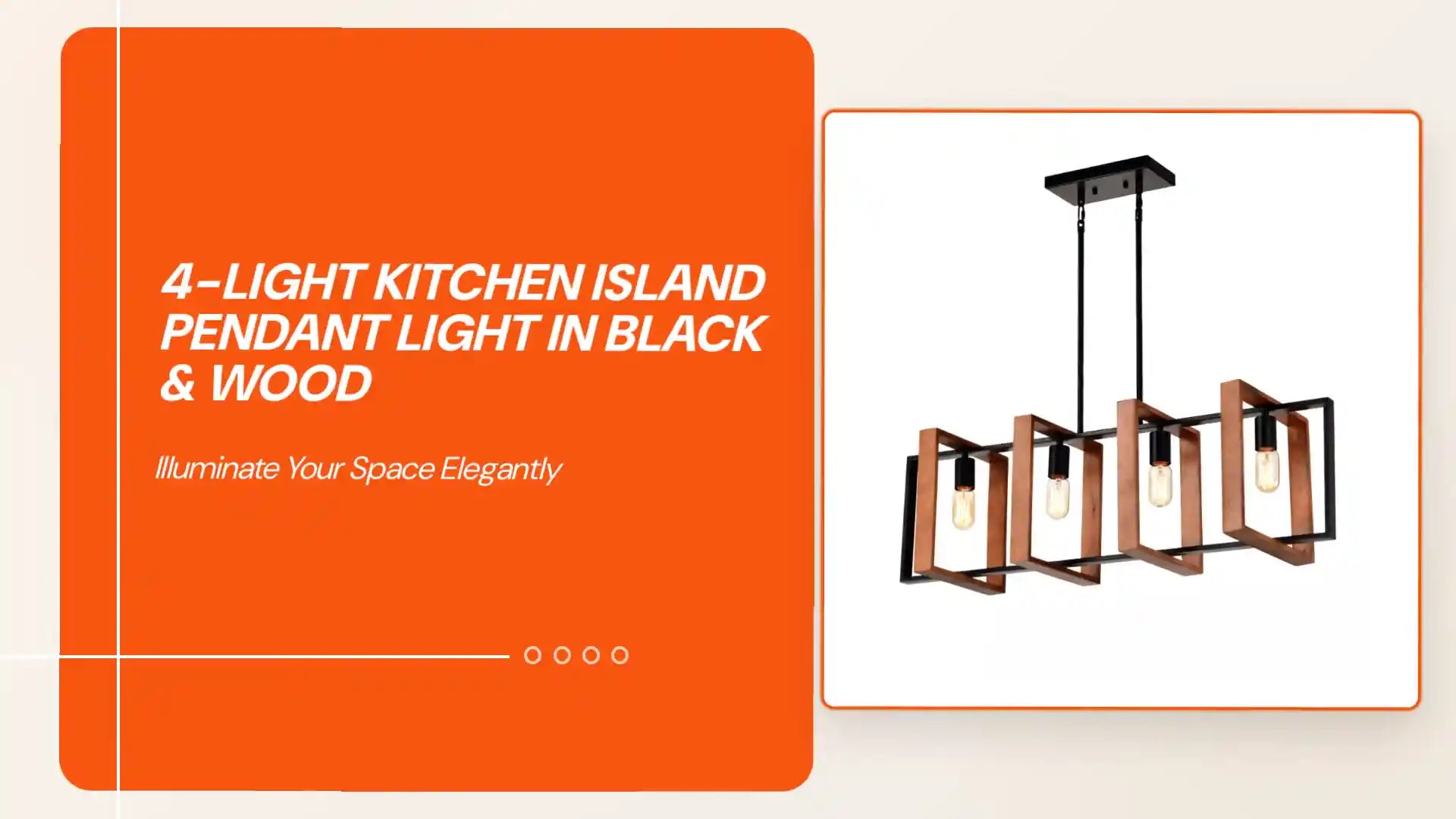 4-Light Kitchen Island Pendant Light in Black & Wood by@Outfy