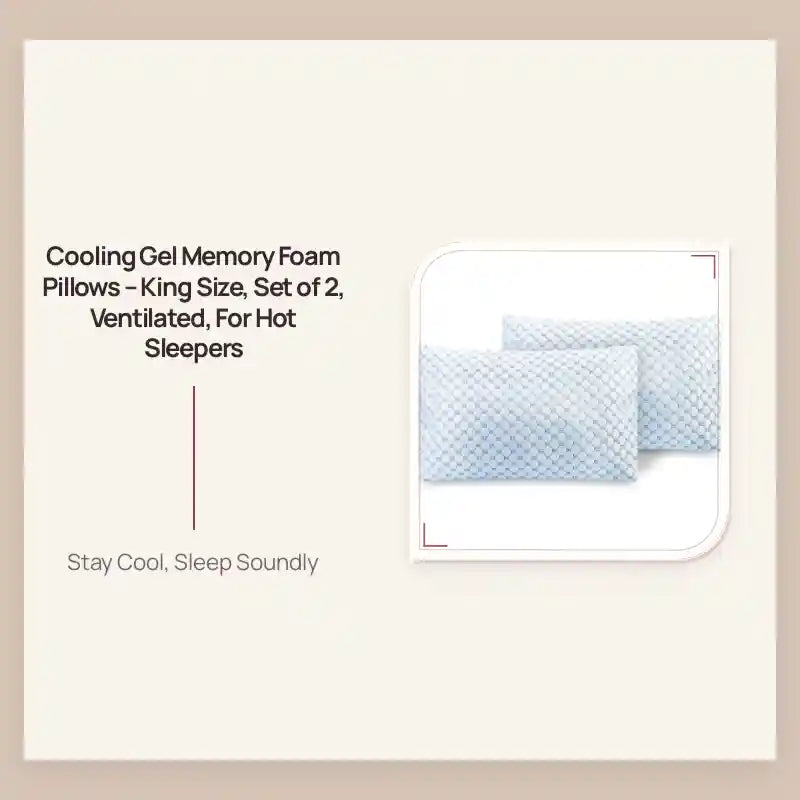 Cooling Gel Memory Foam Pillows &ndash; King Size, Set of 2, Ventilated, For Hot Sleepers by@Outfy