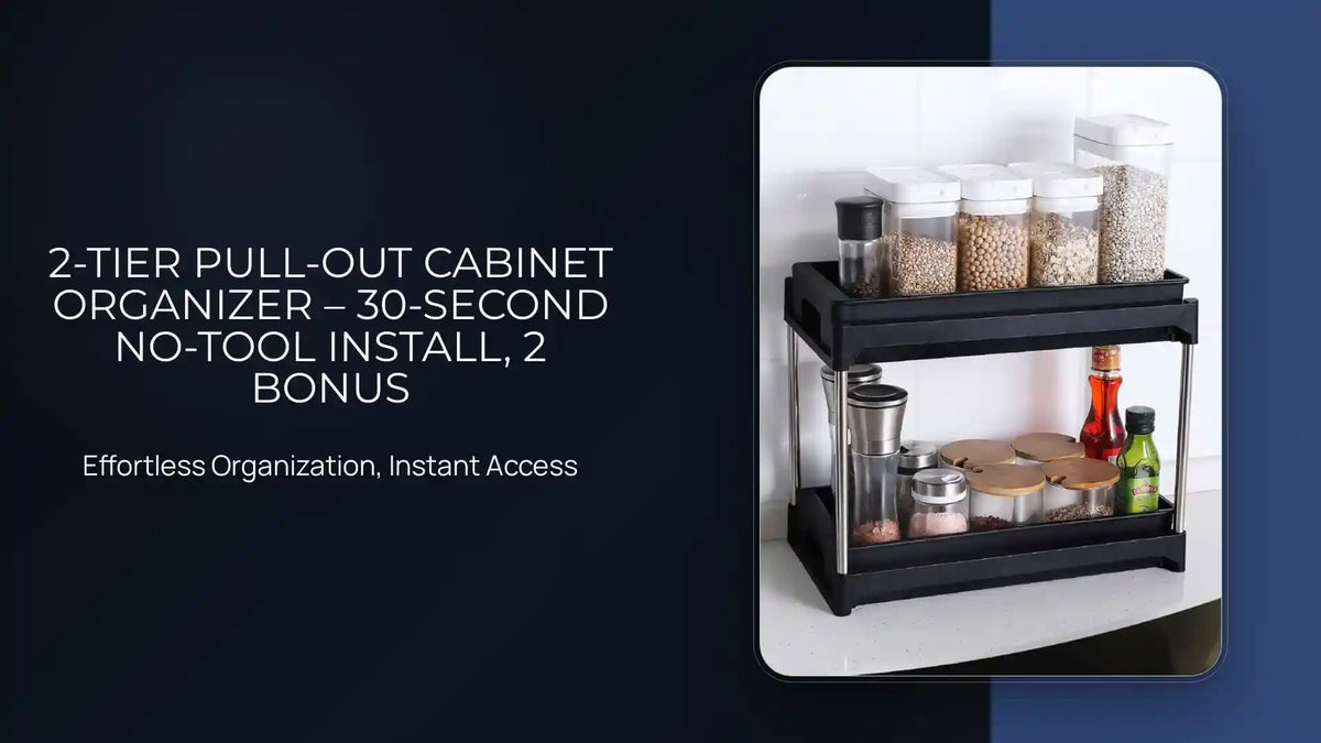 2-Tier Pull-Out Cabinet Organizer &ndash; 30-Second No-Tool Install, 2 Bonus by@Outfy