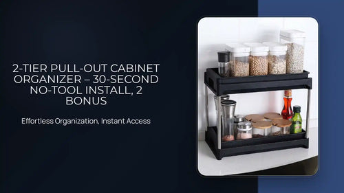 2-Tier Pull-Out Cabinet Organizer &ndash; 30-Second No-Tool Install, 2 Bonus by@Outfy