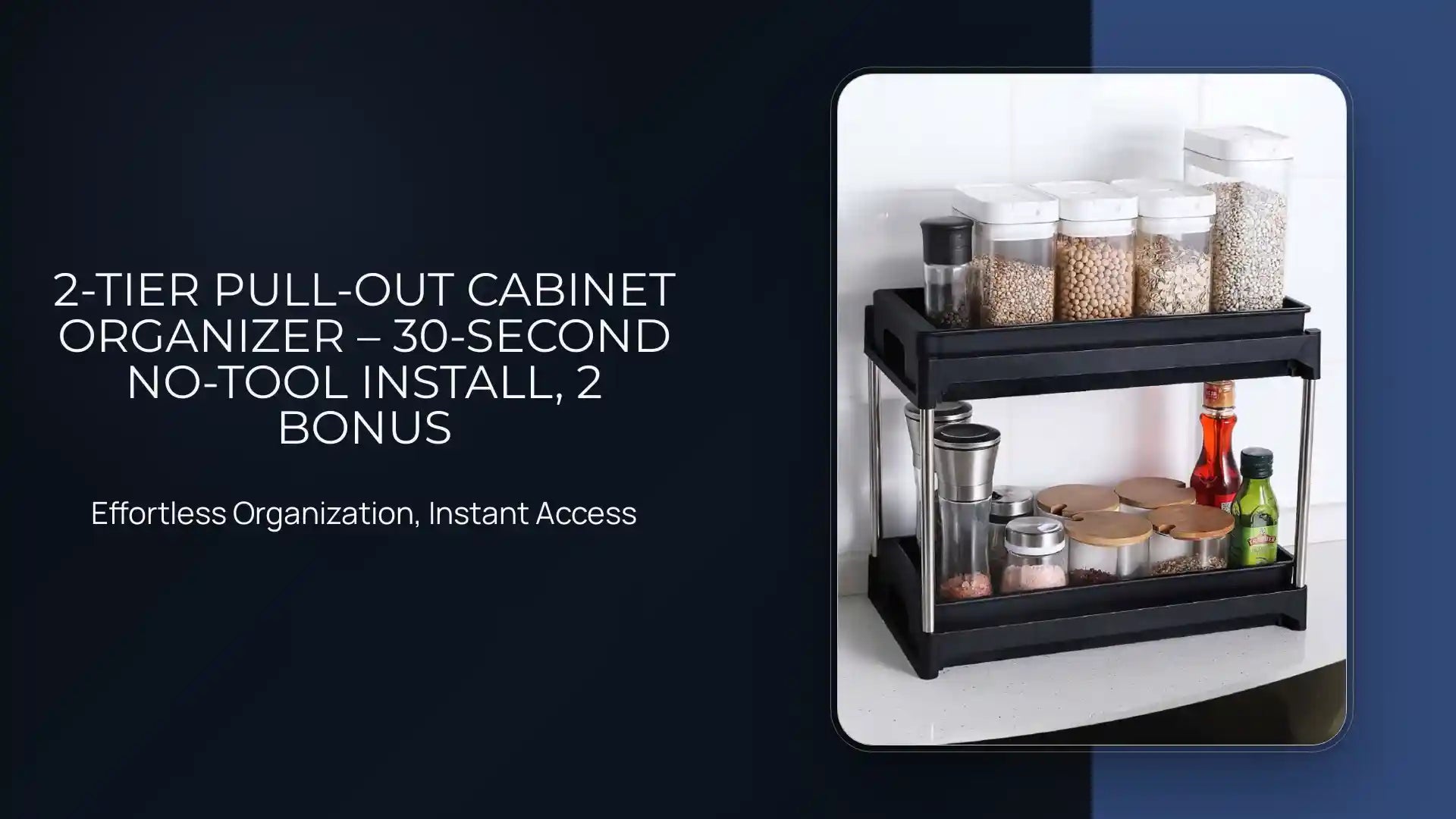2-Tier Pull-Out Cabinet Organizer &ndash; 30-Second No-Tool Install, 2 Bonus by@Outfy