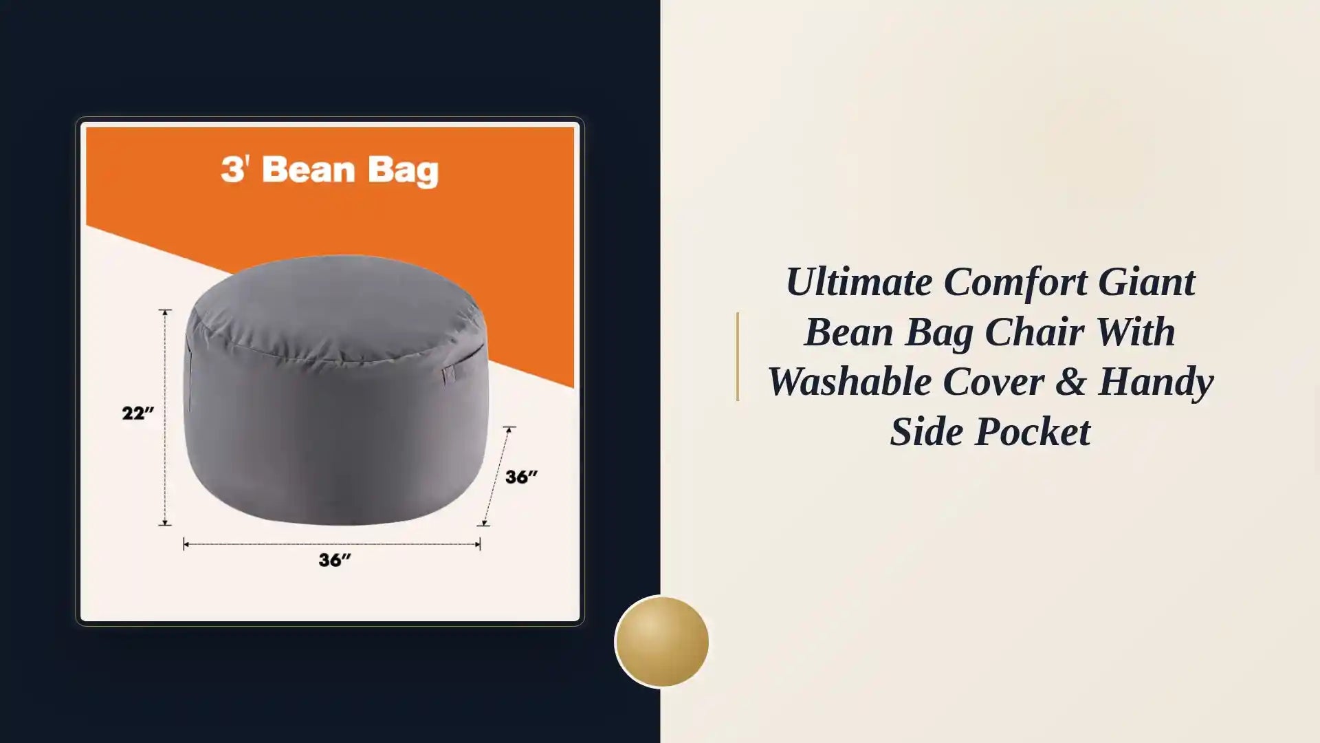 Ultimate Comfort Giant Bean Bag Chair with Washable Cover & Handy Side Pocket by@Outfy