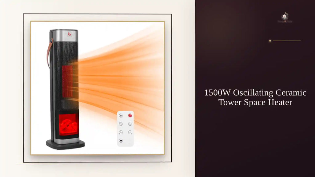 1500W Oscillating Ceramic Tower Space Heater by@Outfy