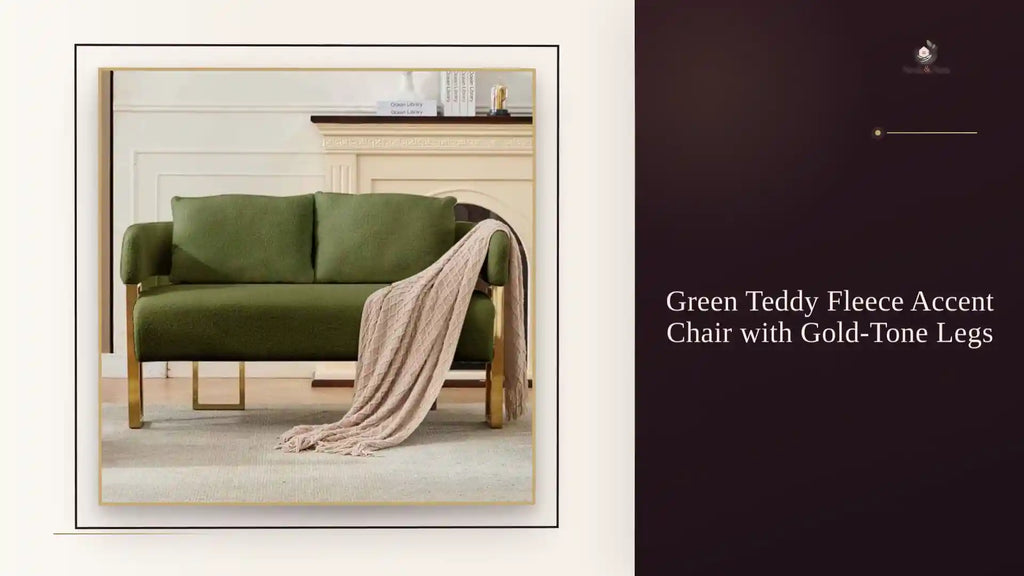 Green Teddy Fleece Accent Chair with Gold-Tone Legs by@Outfy