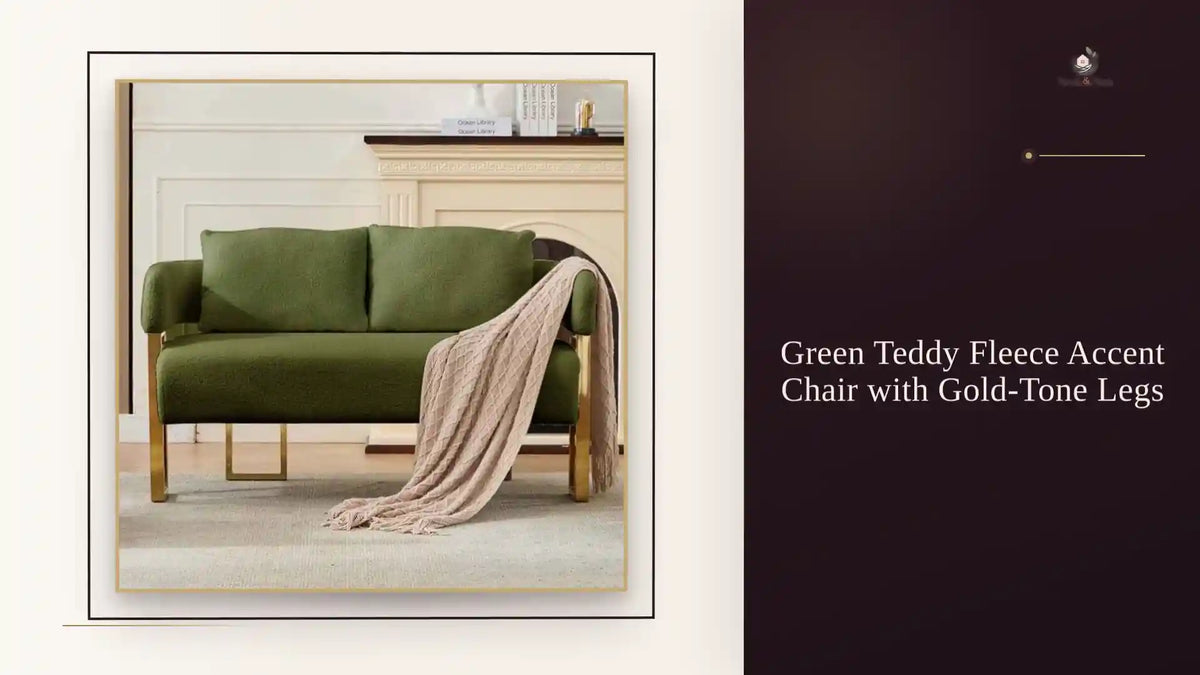 Green Teddy Fleece Accent Chair with Gold-Tone Legs by@Outfy