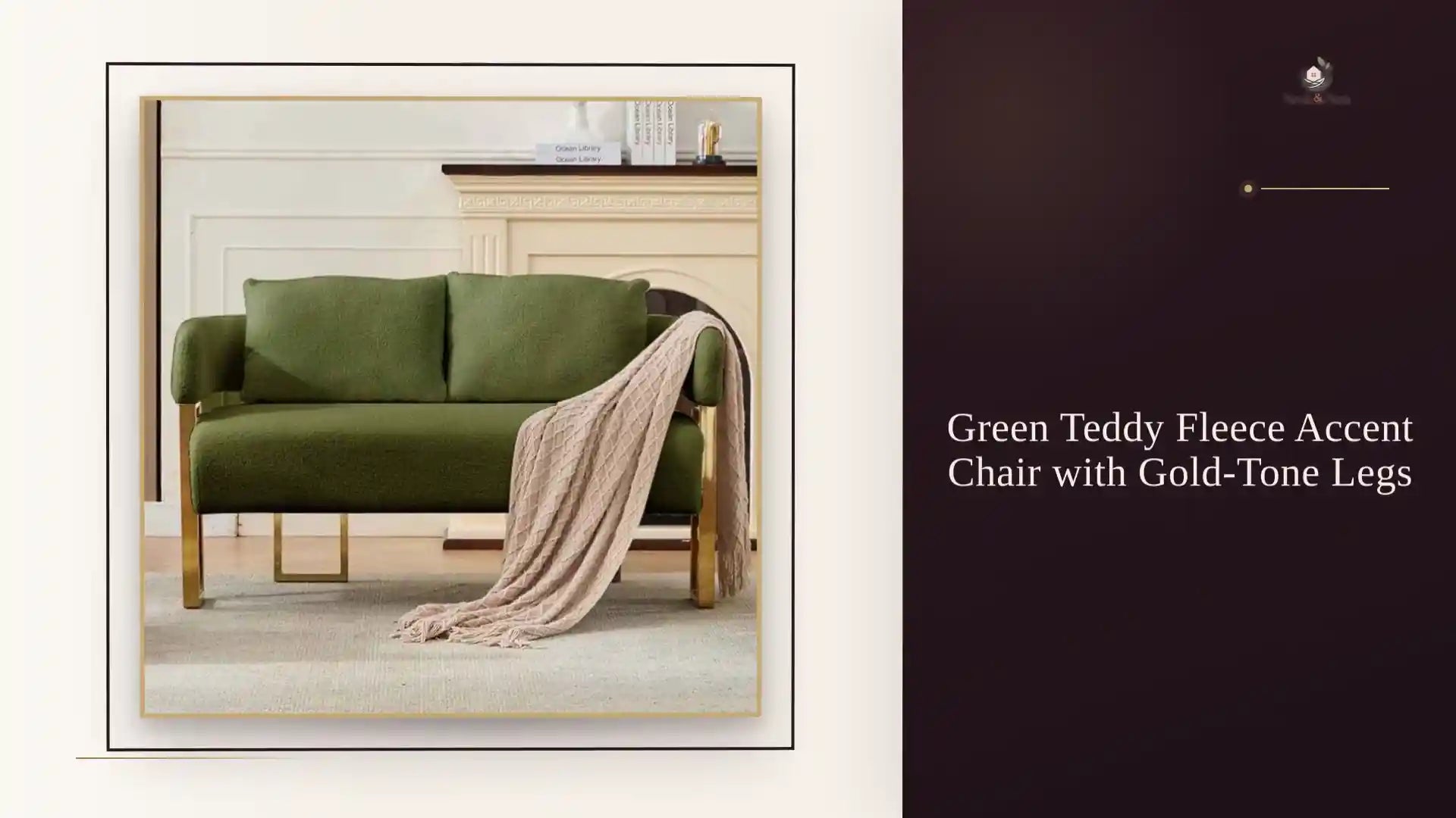 Green Teddy Fleece Accent Chair with Gold-Tone Legs by@Outfy