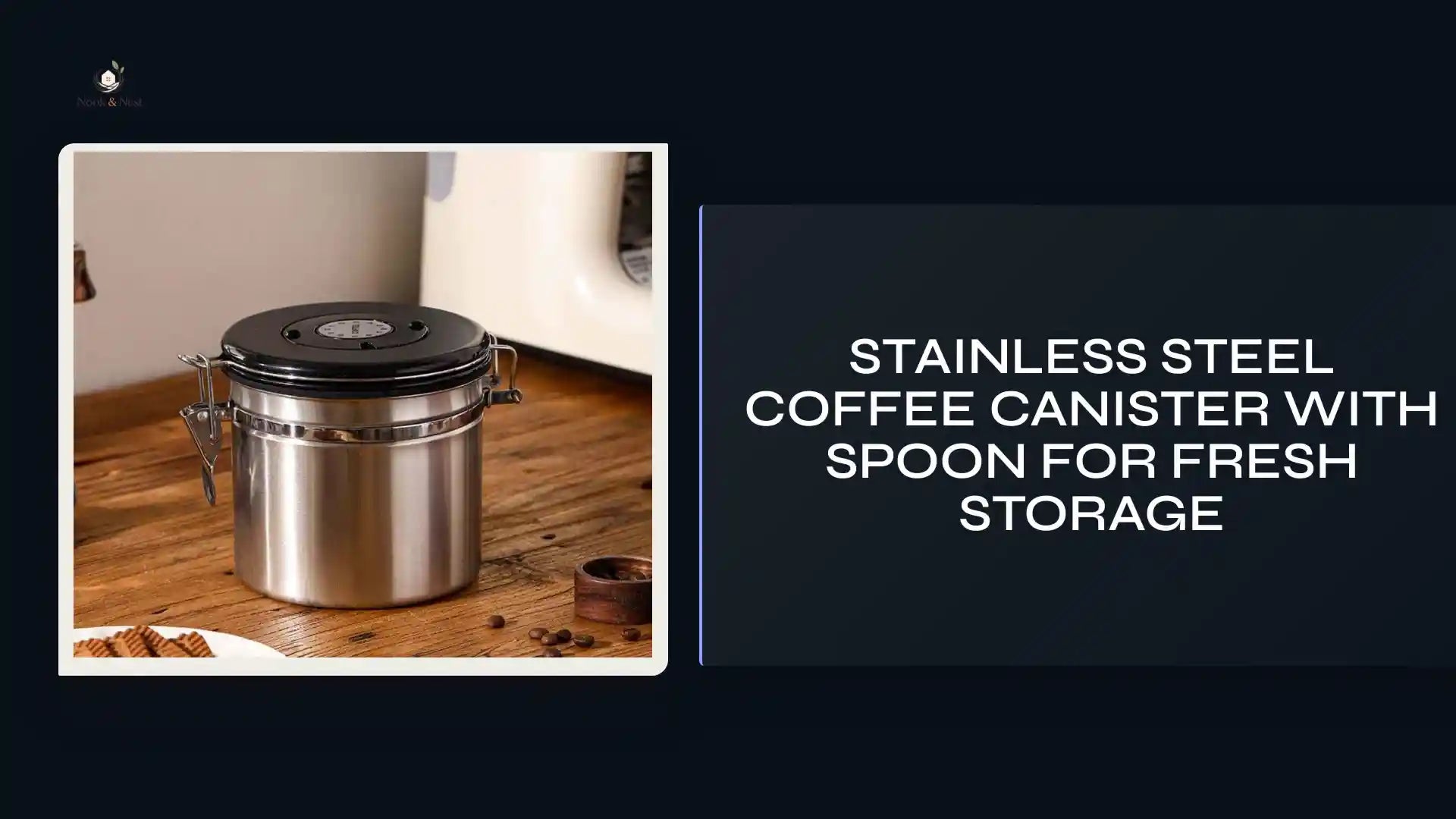 Stainless Steel Coffee Canister with Spoon for Fresh Storage by@Outfy