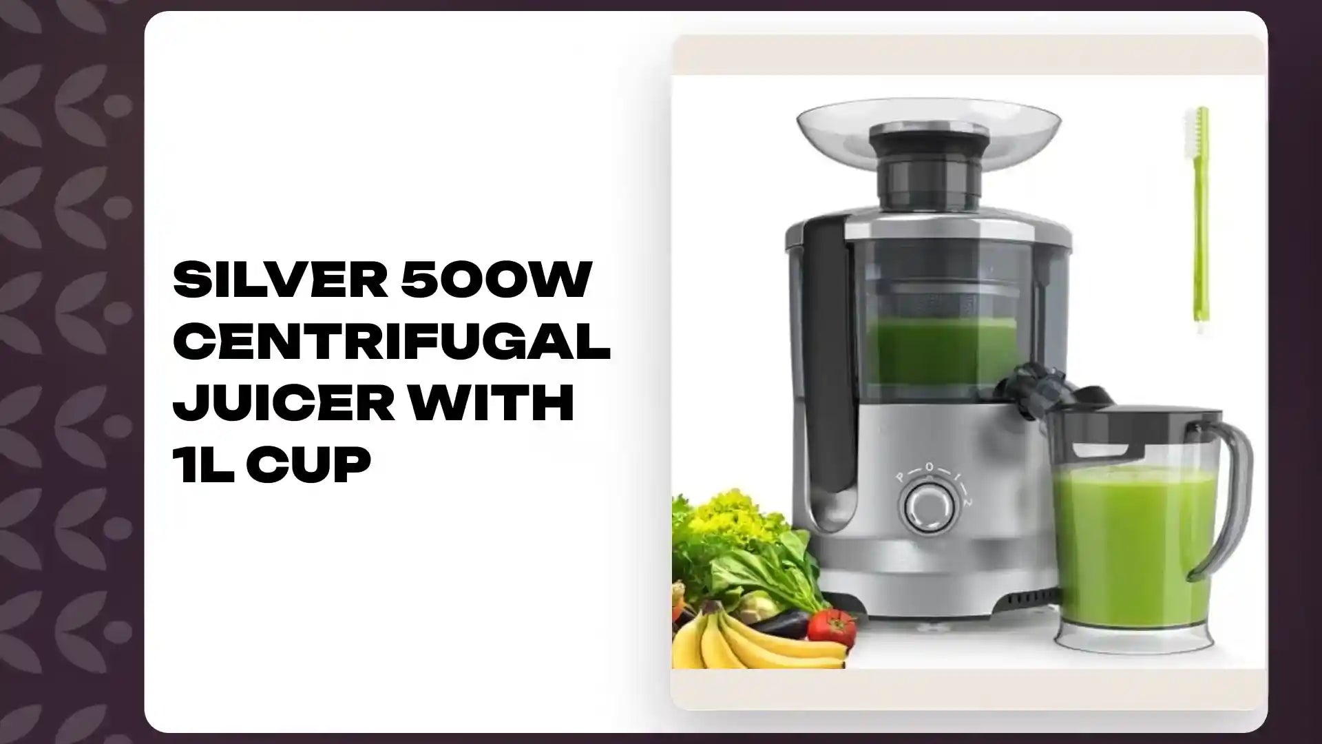 Silver 500W Centrifugal Juicer with 1L Cup by@Outfy