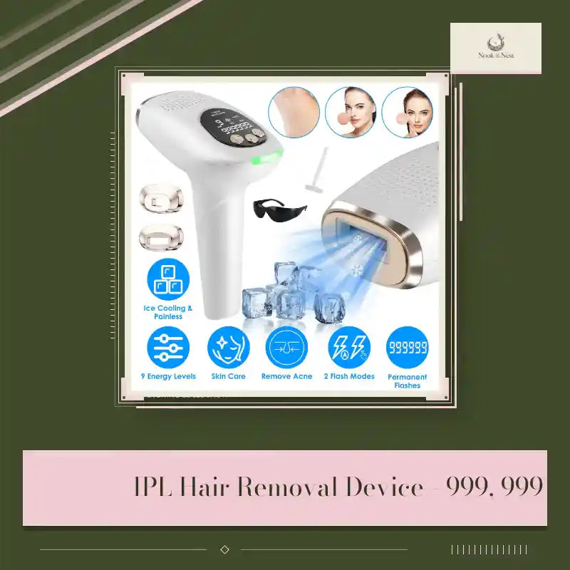 IPL Hair Removal Device - 999, 999 Flashes, 9 Energy Levels by@Outfy