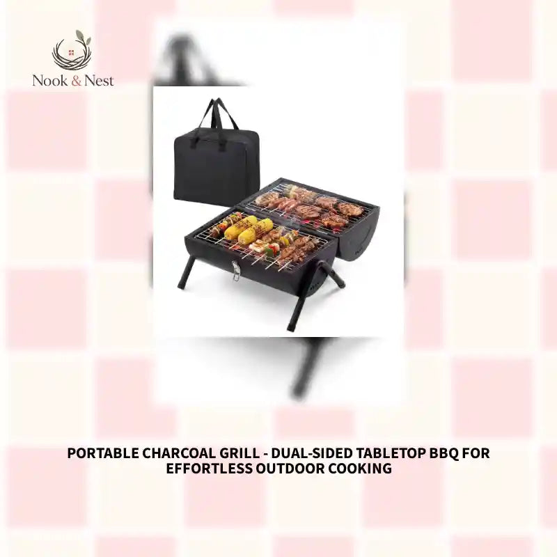Portable Charcoal Grill - Dual-Sided Tabletop BBQ for Effortless Outdoor Cooking by@Outfy