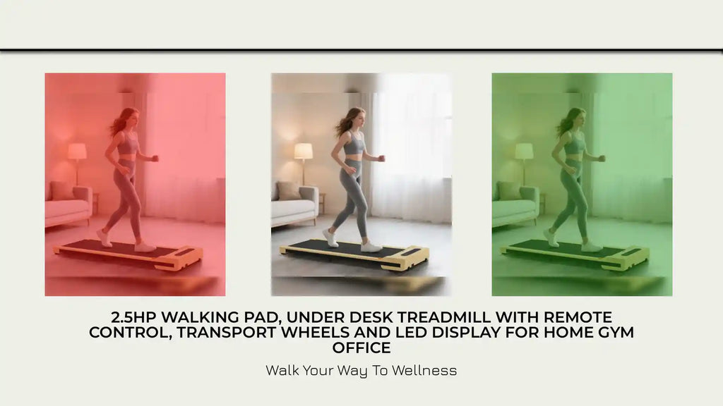 2.5HP Walking Pad, Under Desk Treadmill with Remote Control, Transport Wheels and LED Display for Home Gym Office by@Outfy