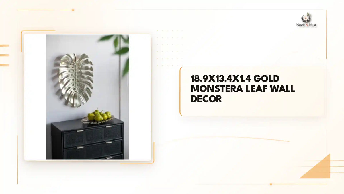 18.9x13.4x1.4 Gold Monstera Leaf Wall DEcor by@Outfy