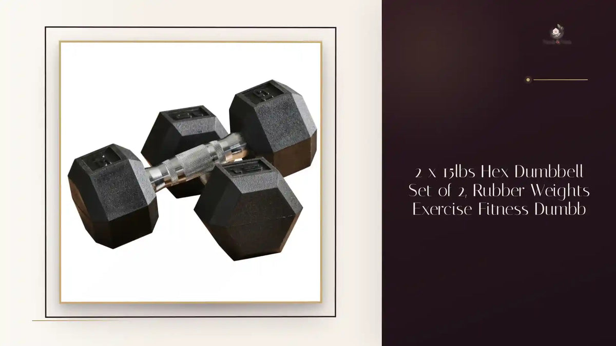 2 x 15lbs Hex Dumbbell Set of 2, Rubber Weights Exercise Fitness Dumbb by@Outfy