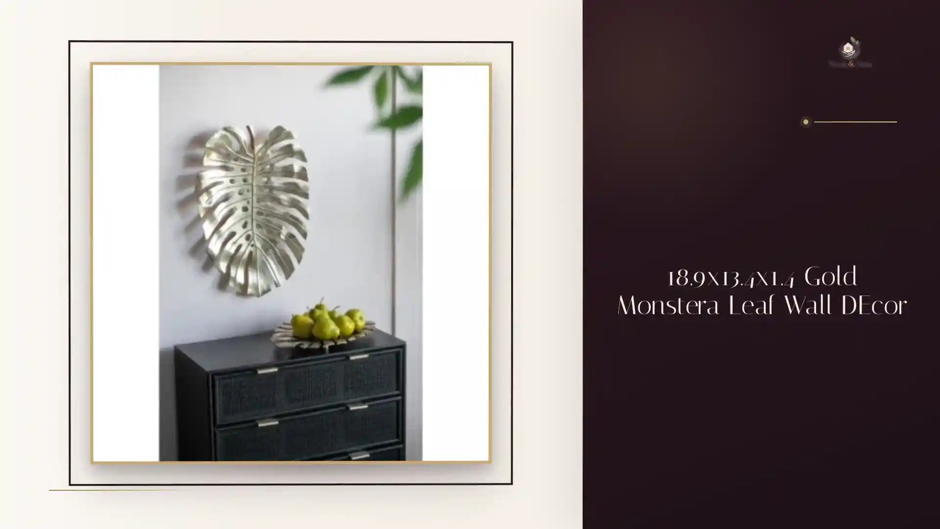 18.9x13.4x1.4 Gold Monstera Leaf Wall DEcor by@Outfy