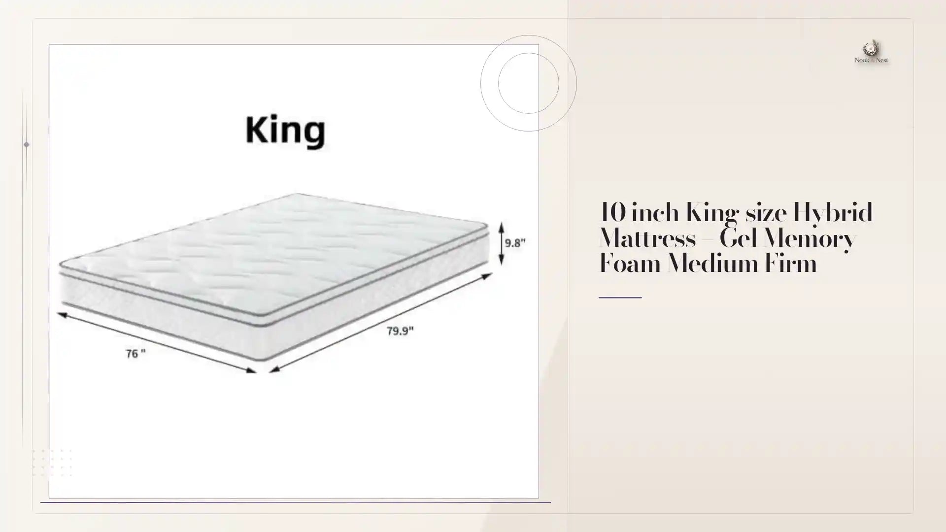 10 inch King size Hybrid Mattress &ndash; Gel Memory Foam Medium Firm by@Outfy