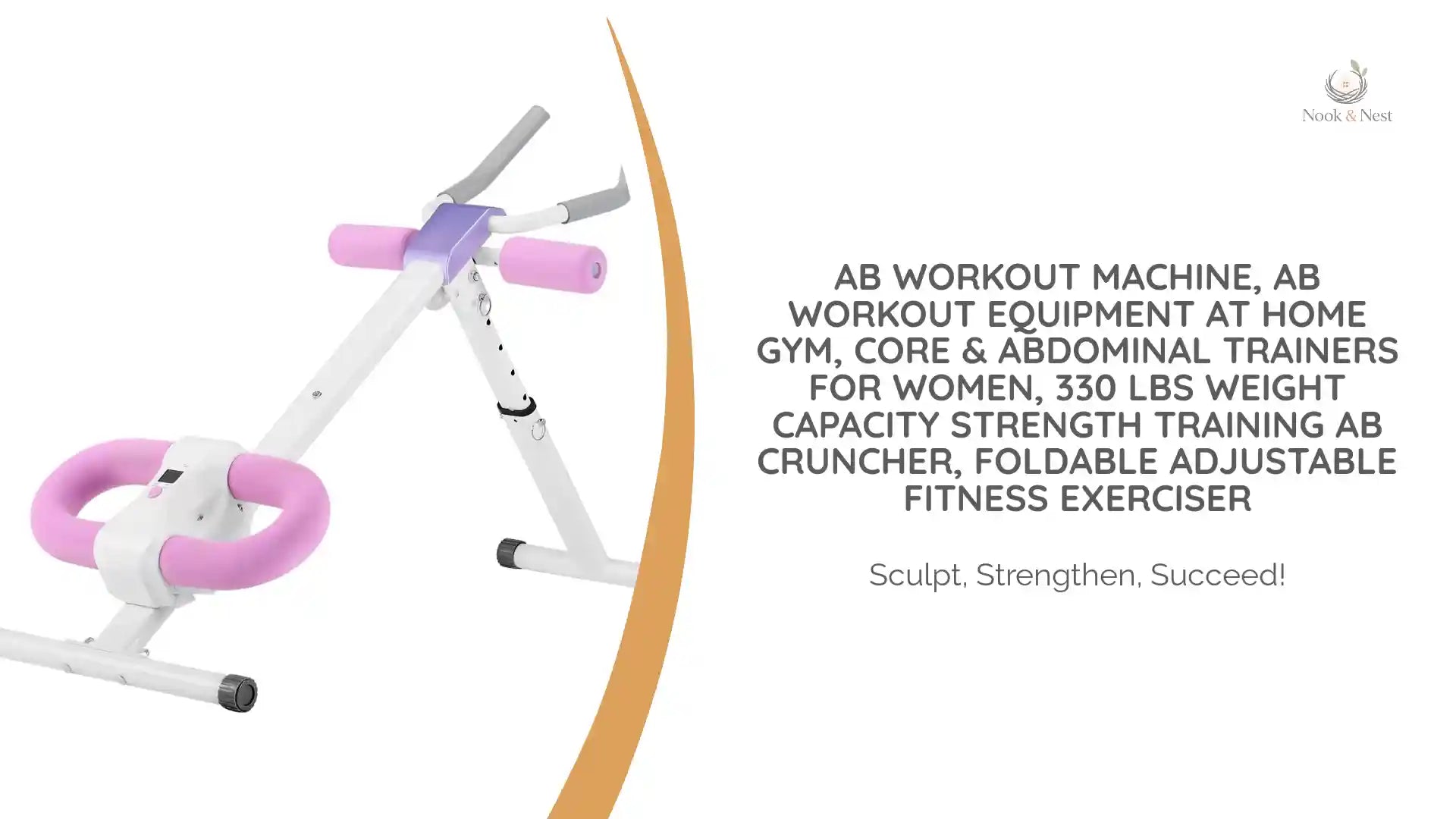 AB Workout Machine, Ab Workout Equipment At Home Gym, Core & Abdominal Trainers For Women, 330 Lbs Weight Capacity Strength Training Ab Cruncher, Foldable Adjustable Fitness Exerciser by@Outfy