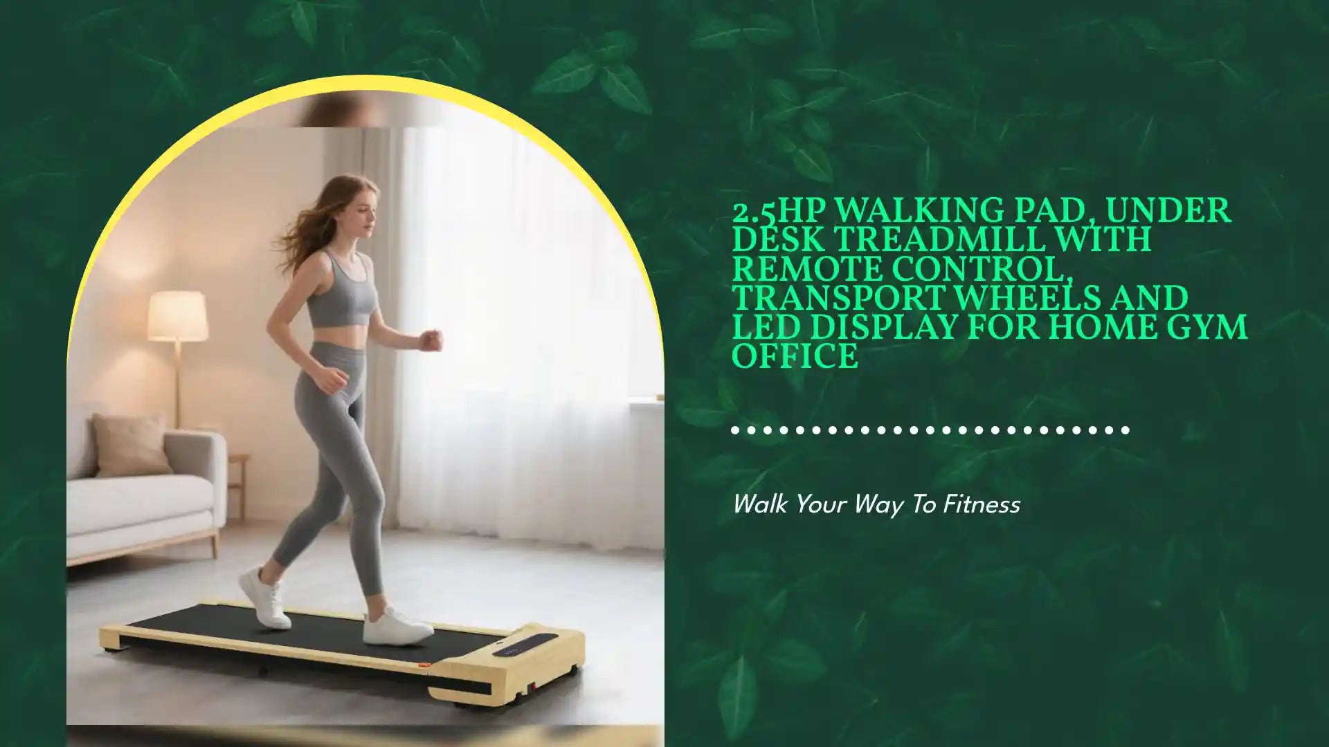2.5HP Walking Pad, Under Desk Treadmill with Remote Control, Transport Wheels and LED Display for Home Gym Office by@Outfy