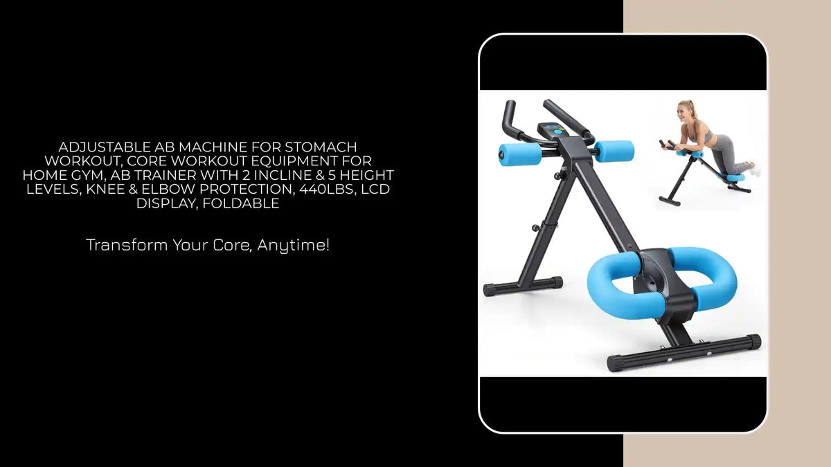 Adjustable Ab Machine For Stomach Workout, Core Workout Equipment For Home Gym, Ab Trainer With 2 Incline &amp; 5 Height Levels, Knee &amp; Elbow Protection, 440LBS, LCD Display, Foldable by@Outfy