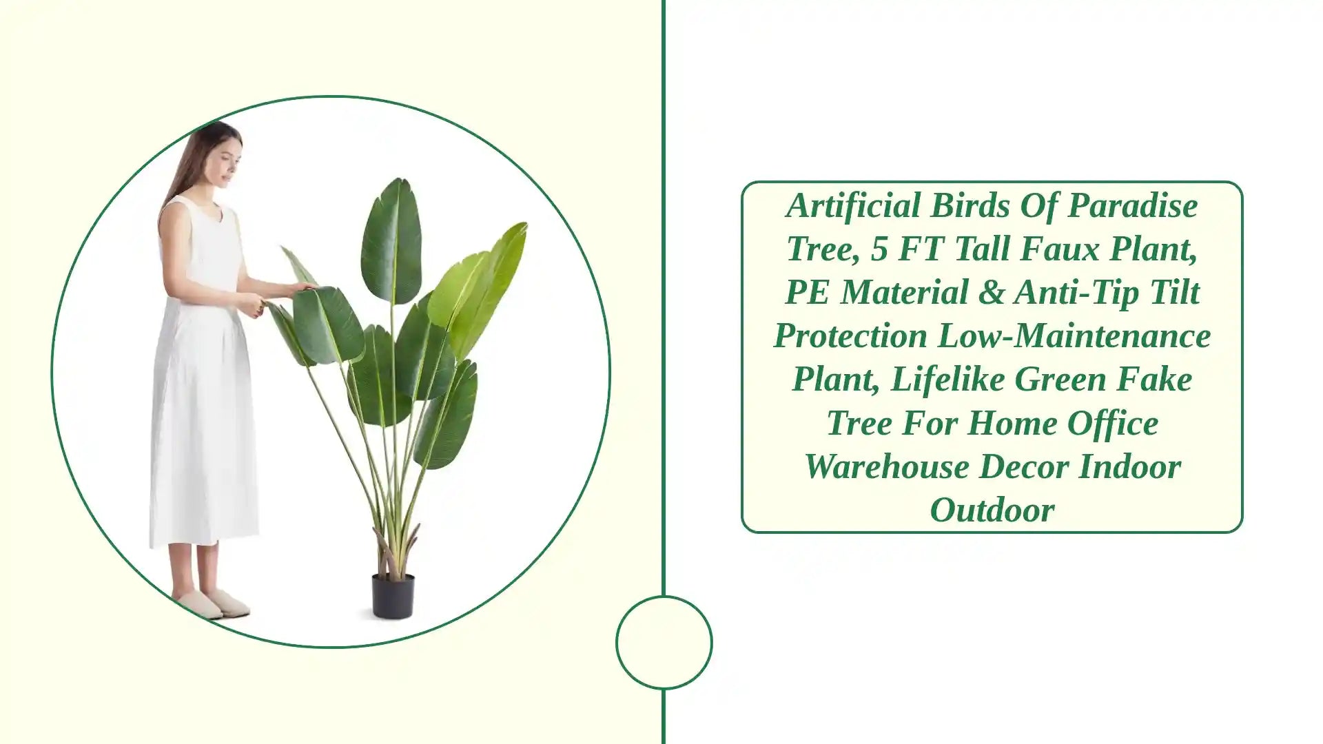 Artificial Birds Of Paradise Tree, 5 FT Tall Faux Plant, PE Material &amp; Anti-Tip Tilt Protection Low-Maintenance Plant, Lifelike Green Fake Tree For Home Office Warehouse Decor Indoor Outdoor by@Outfy