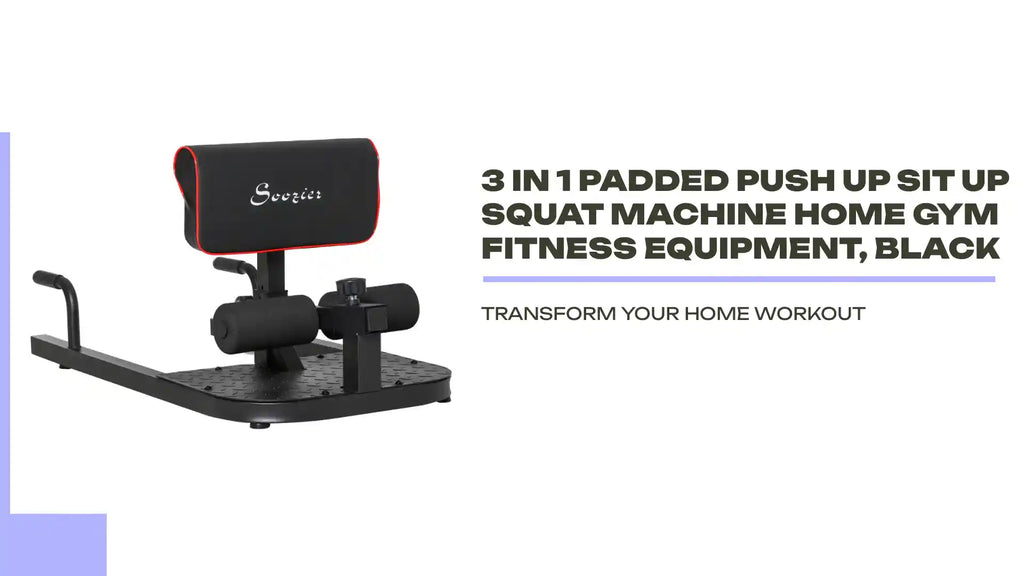 3 in 1 Padded Push Up Sit Up Squat Machine Home Gym Fitness Equipment, Black by@Outfy