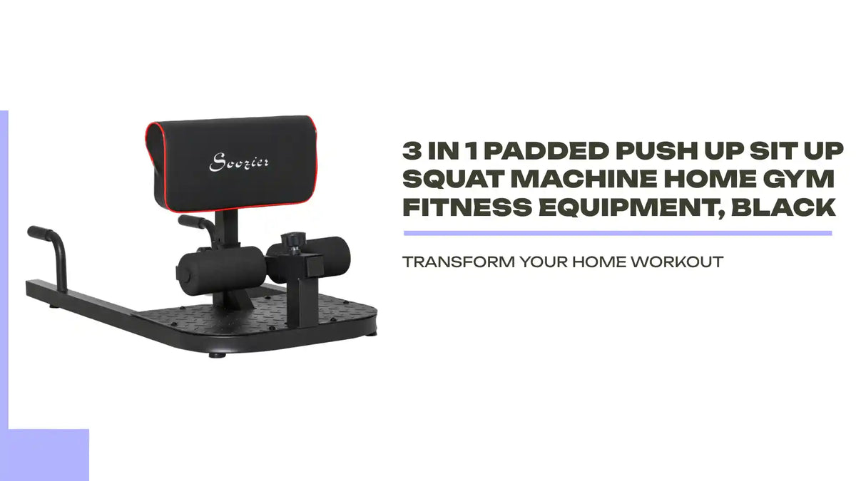 3 in 1 Padded Push Up Sit Up Squat Machine Home Gym Fitness Equipment, Black by@Outfy