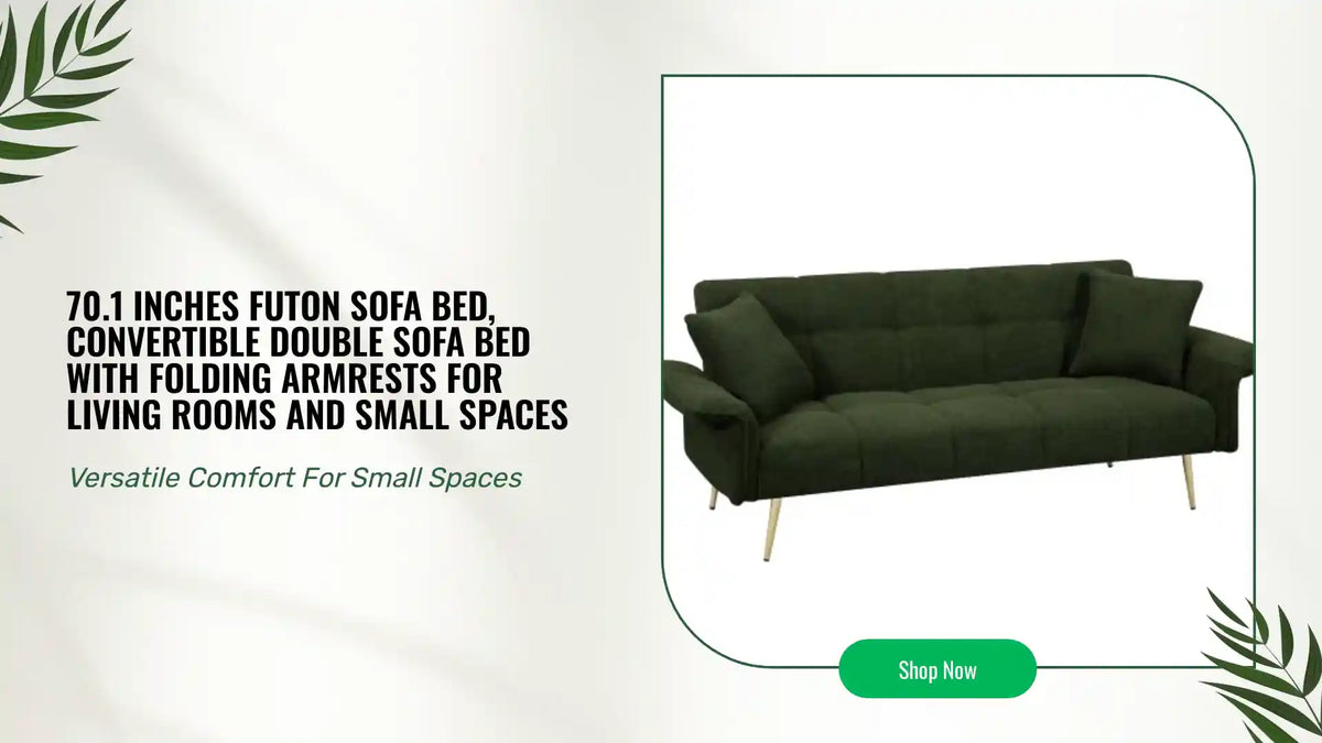 70.1 Inches Futon Sofa Bed, Convertible Double Sofa Bed With Folding Armrests For Living Rooms And Small Spaces by@Outfy