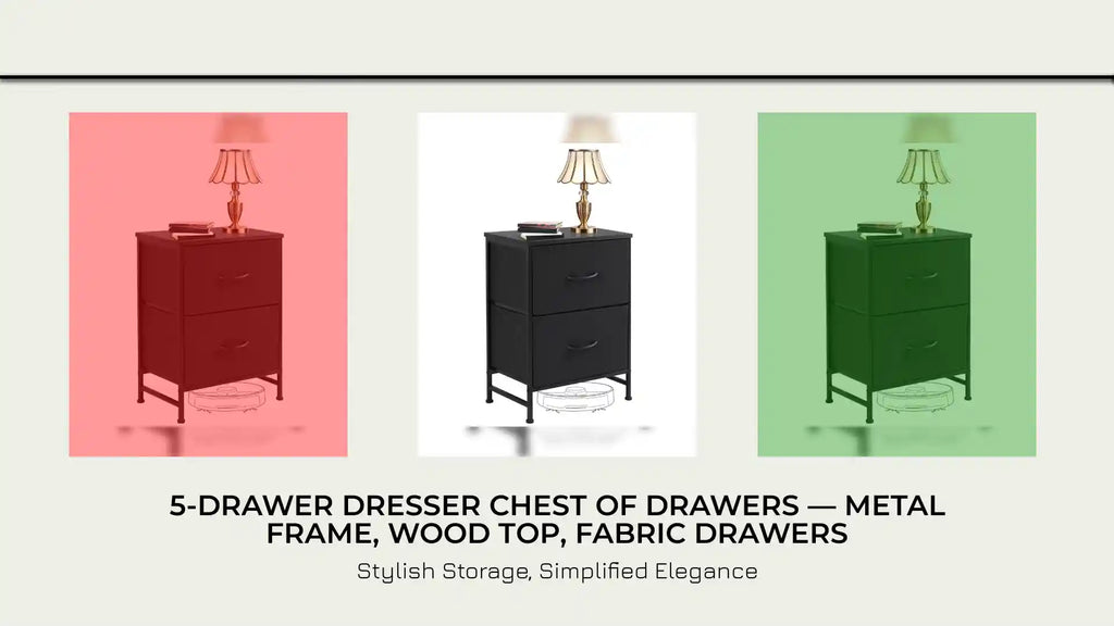 5-Drawer Dresser Chest of Drawers &mdash; Metal Frame, Wood Top, Fabric Drawers by@Outfy