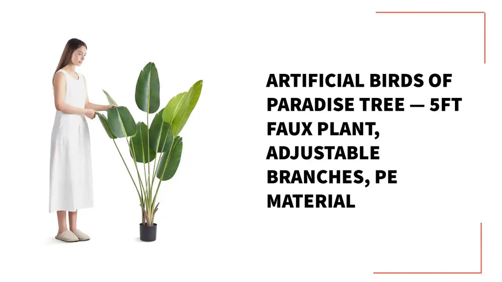 Artificial Birds of Paradise Tree &mdash; 5FT Faux Plant, Adjustable Branches, PE Material by@Outfy