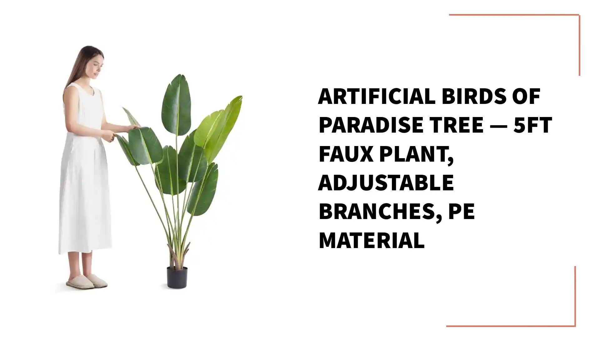 Artificial Birds of Paradise Tree &mdash; 5FT Faux Plant, Adjustable Branches, PE Material by@Outfy